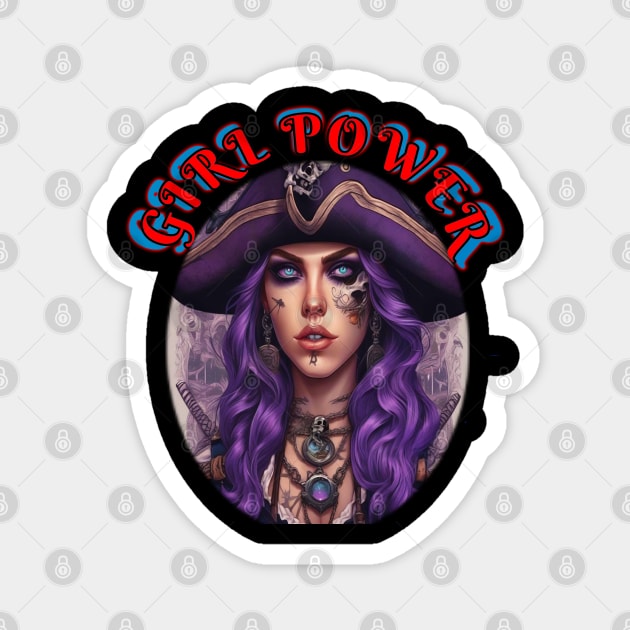 Girl power, purple pirate girl Magnet by sailorsam1805