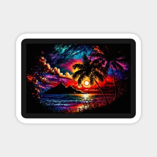 Hawaiian vacation by sunset Magnet