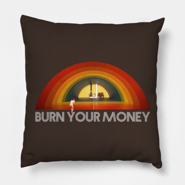 Rainbow Room (Burn Your Money) Pillow by Fjordly