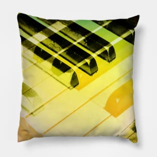 Overlapping Abstract Mirroring Piano Keys with Green and Yellow Pillow