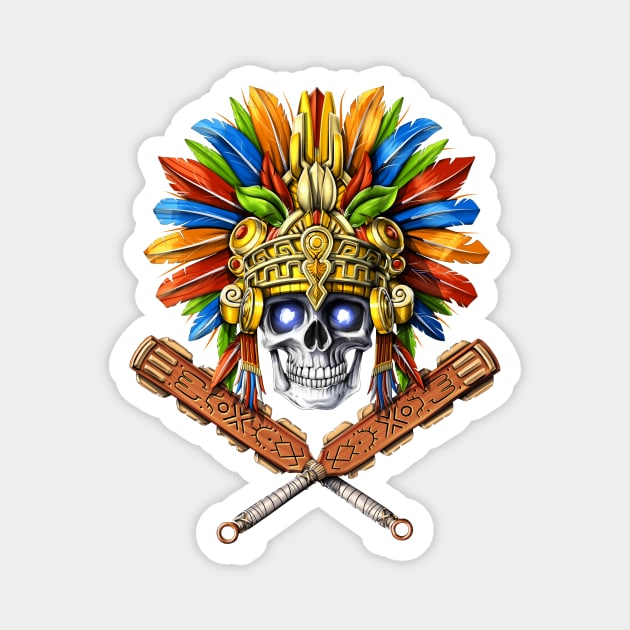 Aztec Skull Warrior Magnet by underheaven