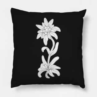 Edelweiss Flower Pen Drawing Pillow