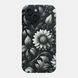 Silver Floral Illustration Phone Case