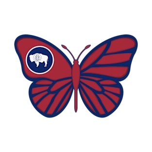 State of Wyoming Flag Butterfly T-Shirt