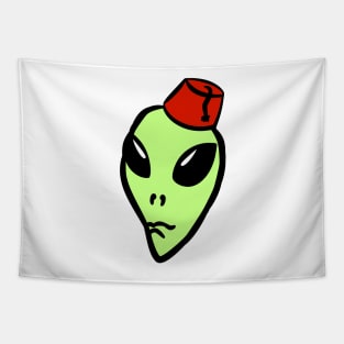 green alien wearing a fez Tapestry