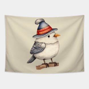 Cute Little Bird Wearing Hat Tapestry