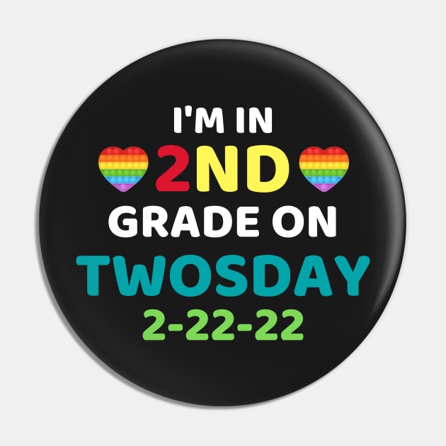 Funny It's My 2nd Grade On Twosday, Cute 2nd Twosday Grade, Numerology 2nd Grade Pop Design Gift Pin by WassilArt