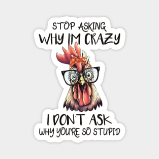 Stop Asking Why I'm Crazy; I Don't Ask Why You're So Stupid Magnet