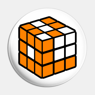 Orange And White Rubik's - 1 Pin