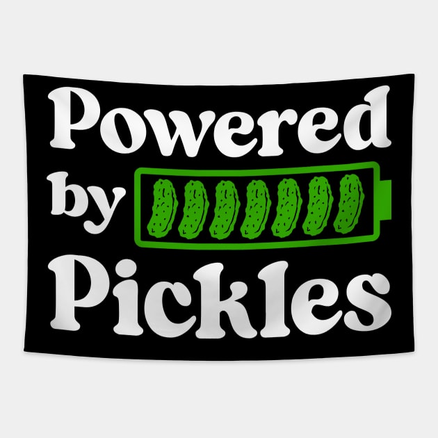 Powered By Pickles Funny Gitts For Pickle Lovers Tapestry by AgataMaria