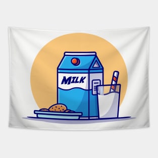 Milk And Cookies Cartoon Vector Icon Illustration Tapestry