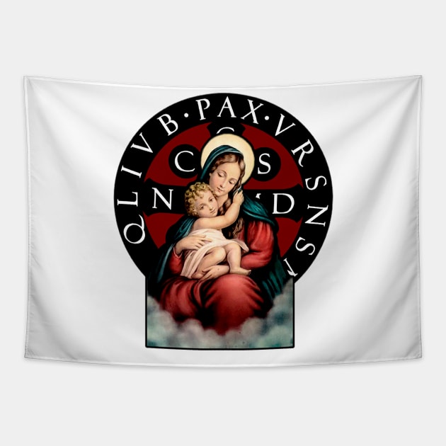 Catholic Peace with Our Lady of the Child Jesus Tapestry by Marccelus