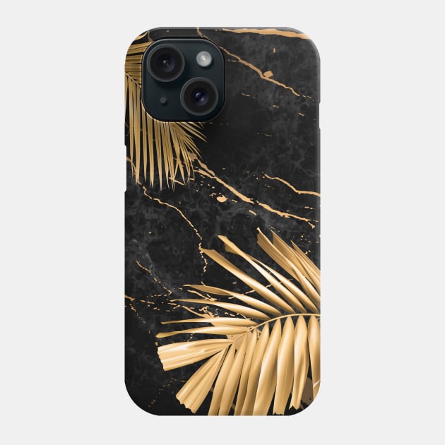 Black Gold marble tropic Phone Case by GreekTavern