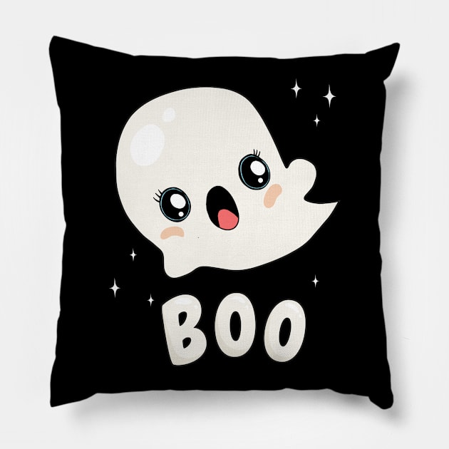 Cute Kawaii Ghost Pillow by valentinahramov