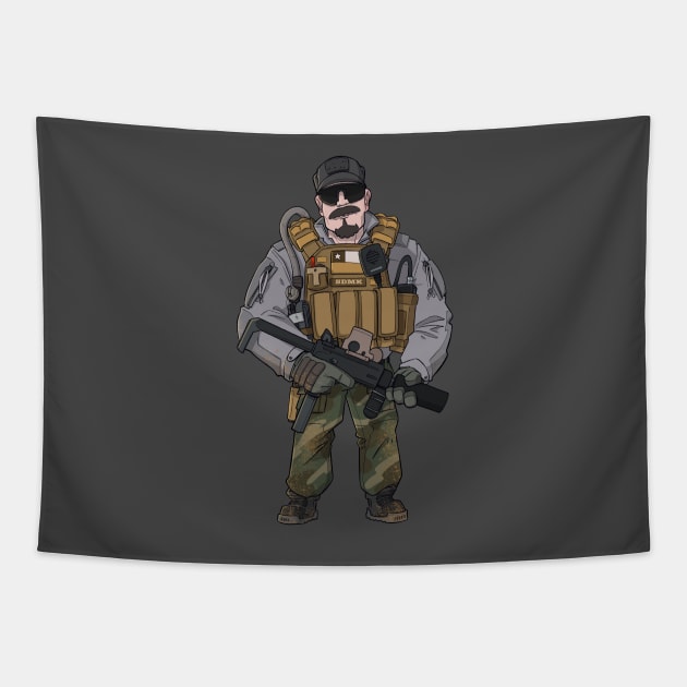 Tactical airsoft soldier Tapestry by hiwez