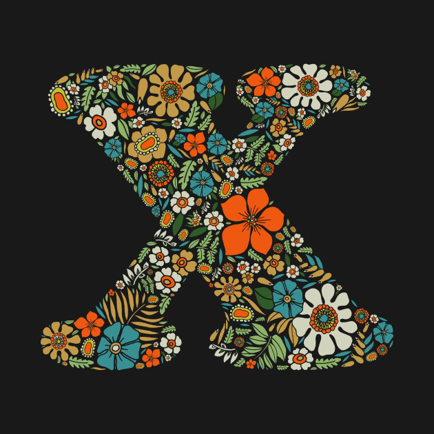 Hippie Floral Letter X by zeljkica