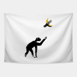 Chimpanzee with Banana Taped Tapestry