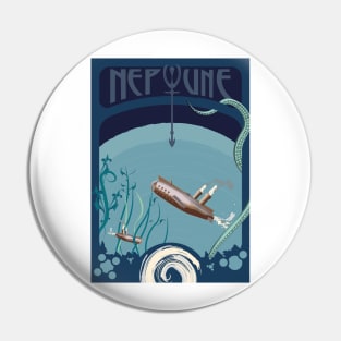 Neptune - Art Nouveau Space Travel Poster Pin