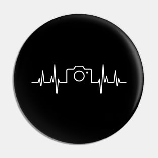 White heartbeat and camera design for photographers and camera enthusiasts Pin