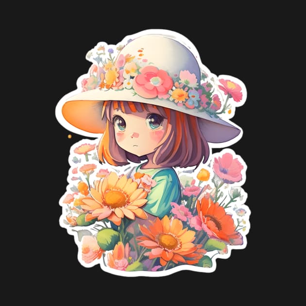 Cute girl wearing sunhat by Tee-It-Spot