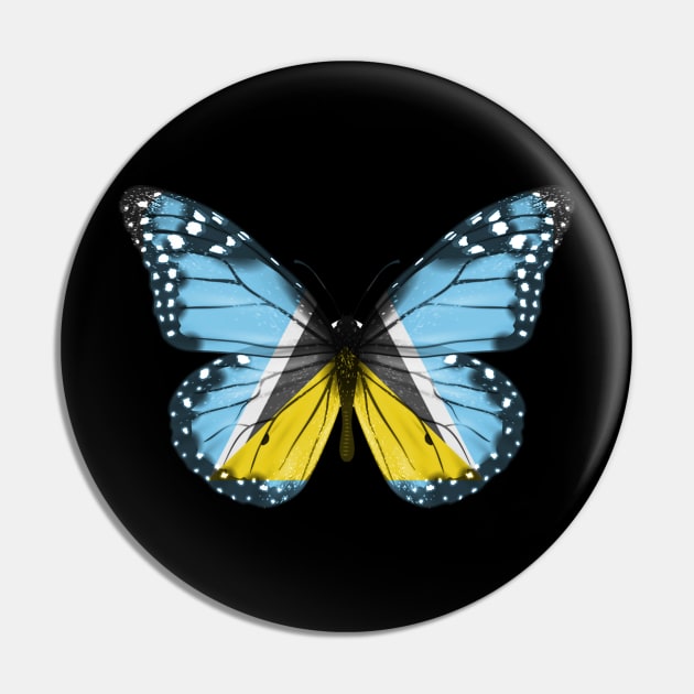 St Lucian Flag  Butterfly - Gift for St Lucian From St Lucia Pin by Country Flags