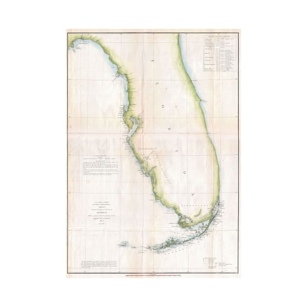 Vintage Map of Florida (1852) by Bravuramedia