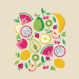 Paper cut geo fruits // print T-Shirt