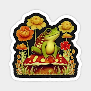 vintage charming boho wildflowers frog cottagecore Magnet