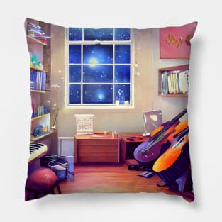 Galaxy Night Music Life of Young Musician 90s Vivid Stars in the Starry Night Sky Pillow