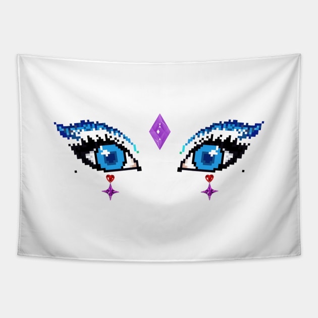 Beautiful Blue Eyes, Pixel Art. Tapestry by Introvert Home 