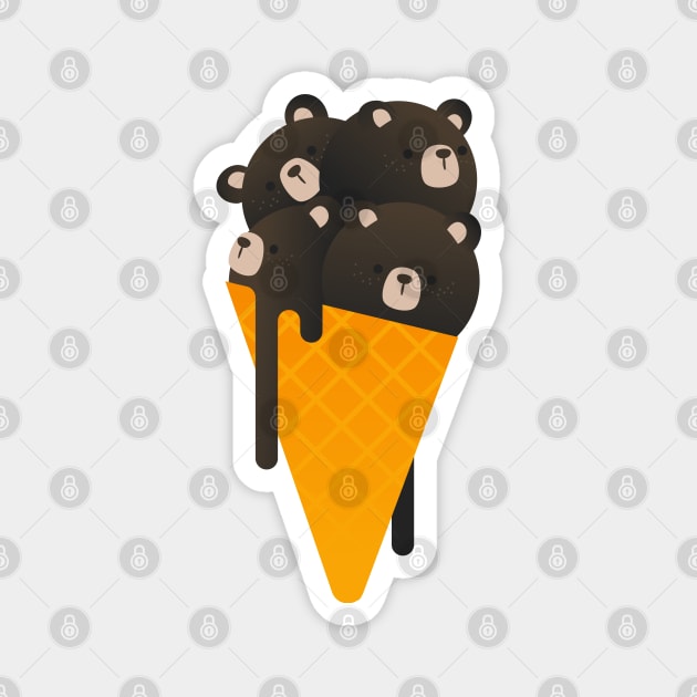 Chocolate Bear Ice Cream Magnet by noeyedeer