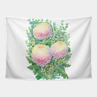 Chrysanthemums bouquet watercolour Tapestry