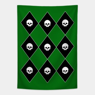 Harlequin Skull Pattern (Green) Tapestry