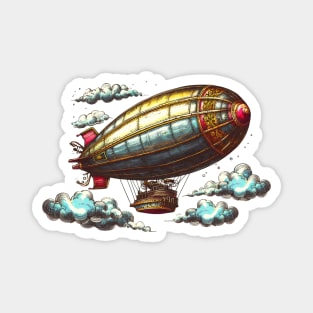 Fantasy Steampunk Flying Zepplin Magnet