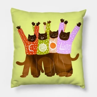 The four COOL brown cats celebrate being COOL Pillow