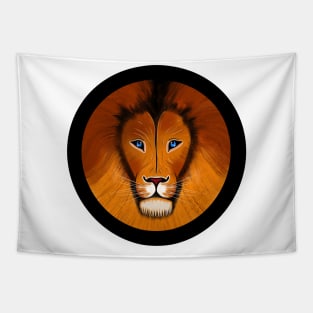 Blue Eyes Lion Face Tapestry