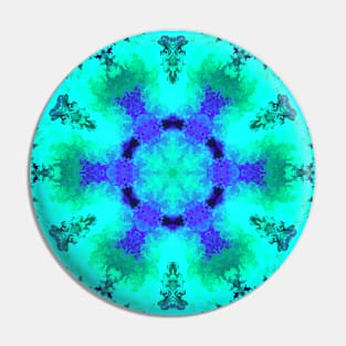 Psychedelic Hippie Flower Teal and Blue Pin