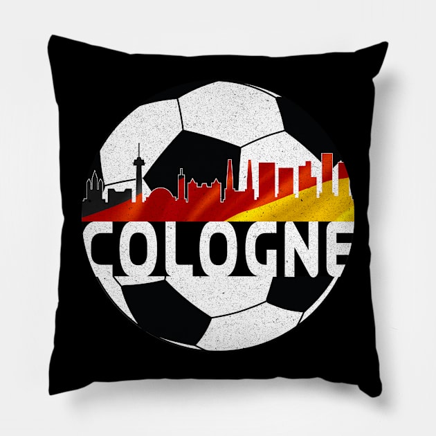 Cologne Germany Euro 2024 football—White text Pillow by Rocky Ro Designs