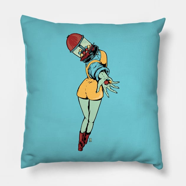 Vintage Gumball Girl Pillow by Thomcat23