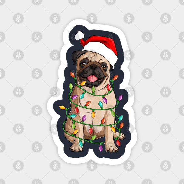 Tangled Christmas Pug Lights Magnet by iconicole