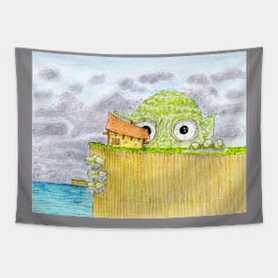 Cliff Climbing Sea Monster Tapestry