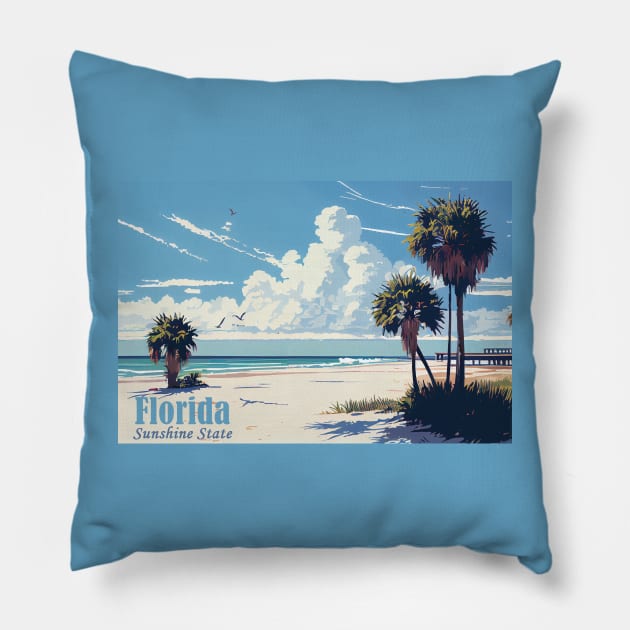 Florida -Sunshine State Pillow by GreenMary Design