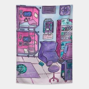 Retro Space station Tapestry