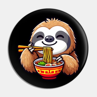 Sloth Loves Ramen Pin