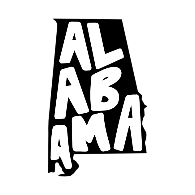 Alabama Doodle Letters Map Outline- black and white b&w by emilystp23