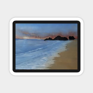 Evening At The Beach oil painting by tabitha kremesec Magnet