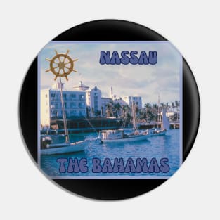 1960S Harbor Sailboat Scene in Nassau, Bahamas Pin