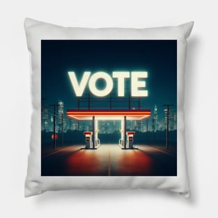 Vote Gas Station Funny Political Art Pillow