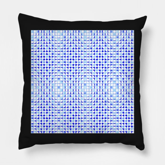 Blue dots geometric design Pillow by KINKDesign