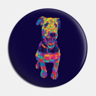 Rainbow Geometric Airedale Terrier Pin